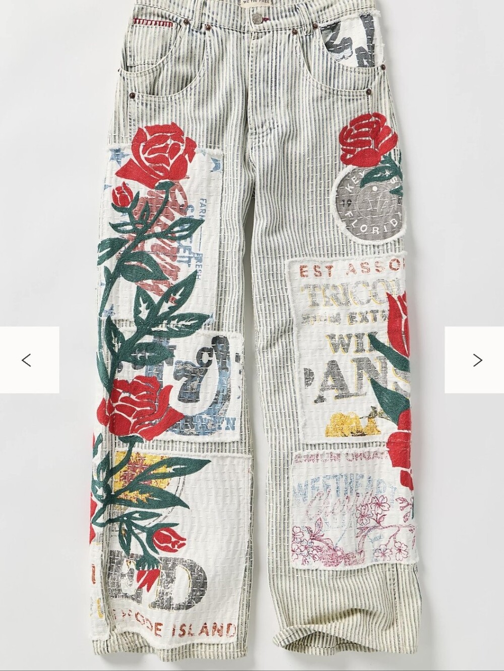 NWT. Free People Boyfriend Jeans. Button fly closure, 6-pocket design, patchwork